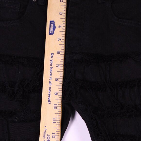 0229-Black Shredded Skinny Jeans – Kids Long Fit, Edgy Streetwear Style - Picture 3 of 9